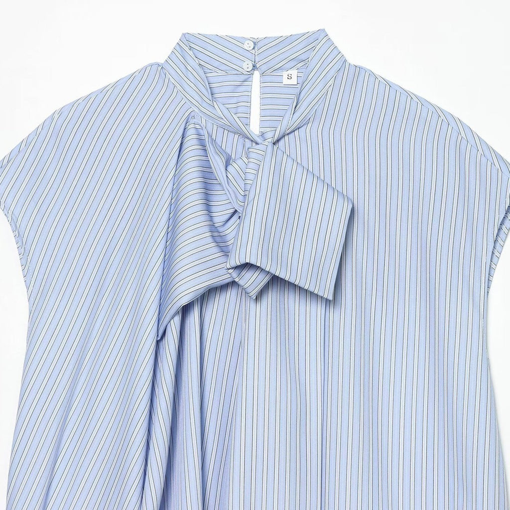 Women's Blouse with Modern Cut and Unique Tie Collar
