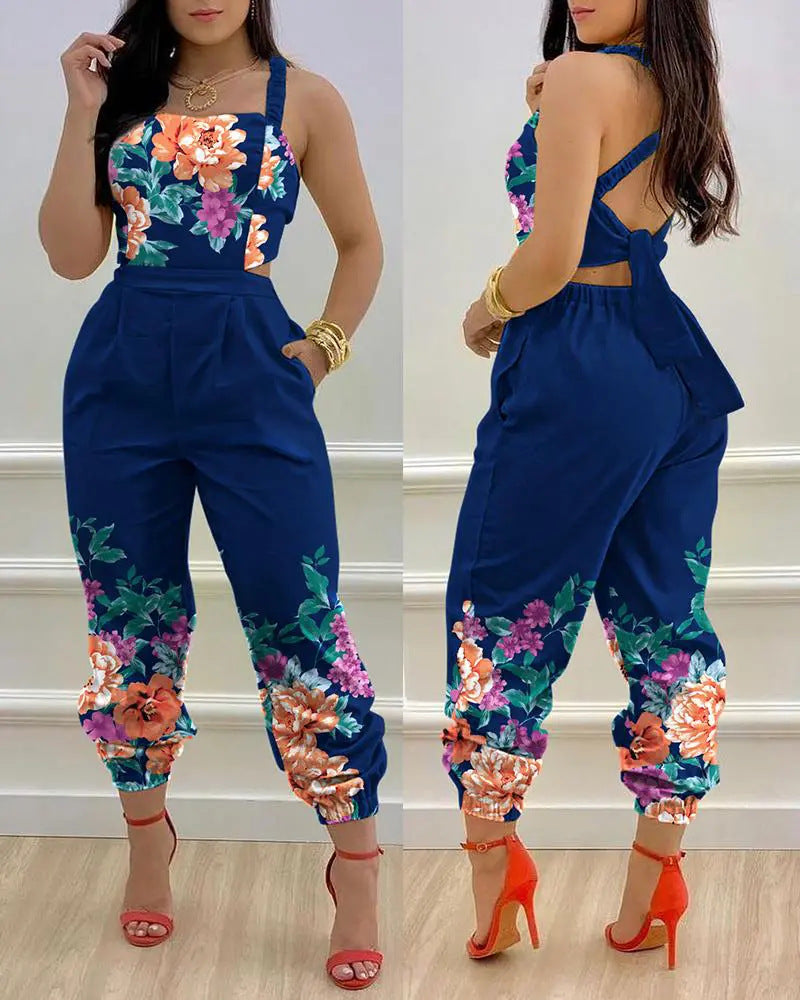 Women's Jumpsuit with Unique Denim Print and Tailored Cut