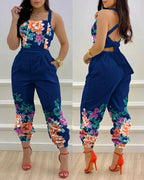 Women's Jumpsuit with Unique Denim Print and Tailored Cut