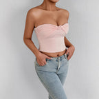 Women's Bandeau Crop Top with Knot Design