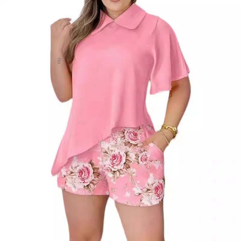 Floral Blouse and Shorts Set