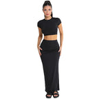 Women's Elegant Maxi Dress and Crop Top Set