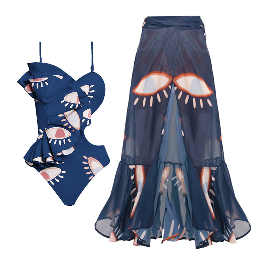 Women's Asymmetrical Ruffled Swimsuit