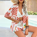 Women's Fashionable Two-Piece Summer Outfit with Short-Sleeved Shirt and Shorts