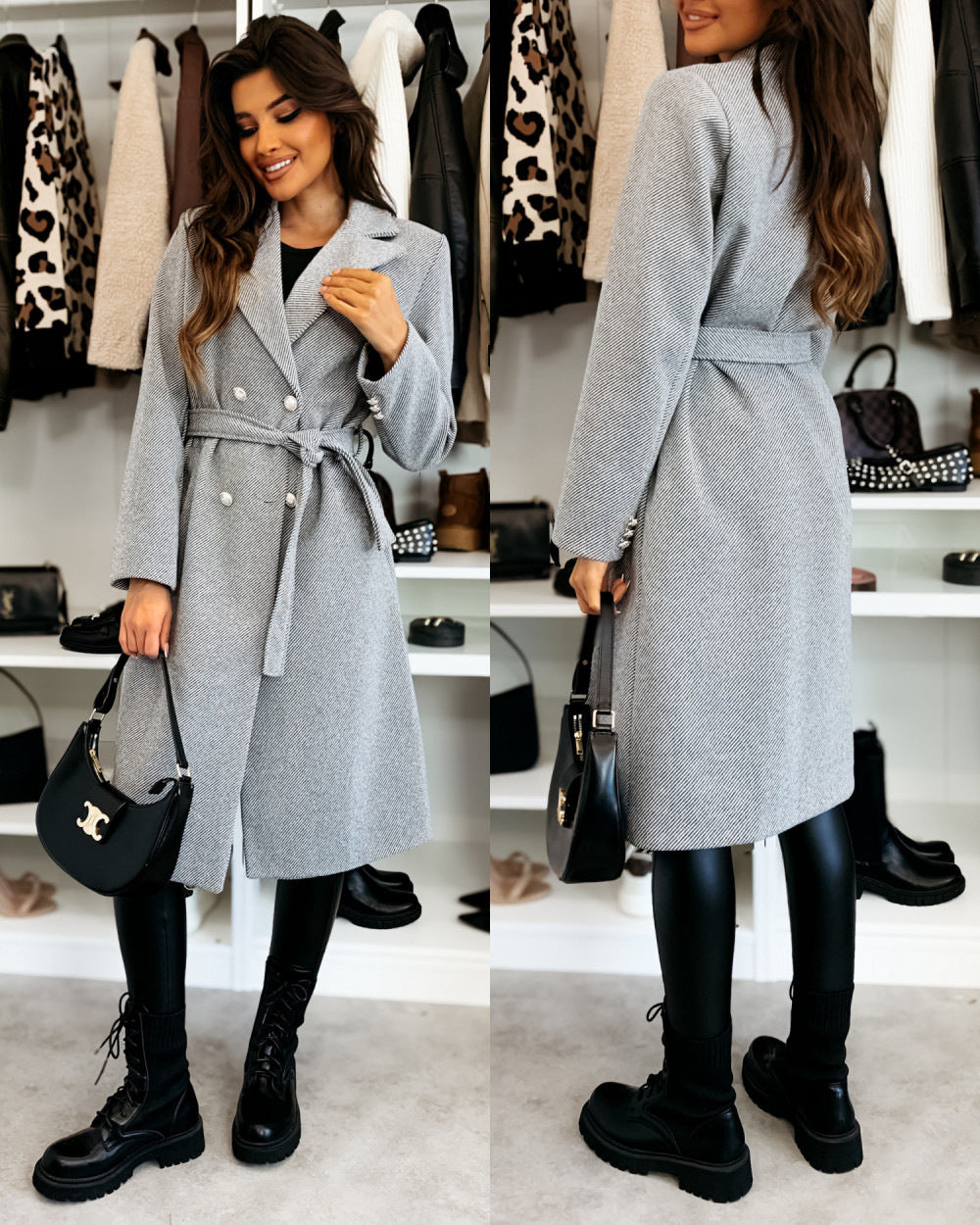 Elegant Double-Breasted Trench Coat with Belt
