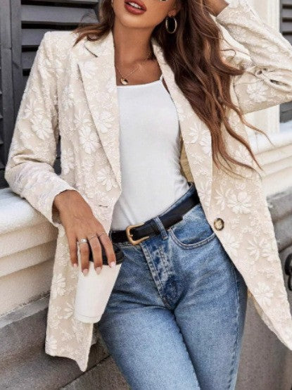 Women's Elegant Blazer with Floral Embroidery