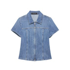 Women's Denim Short Jacket with Zipper