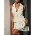 Women's Sleeveless Blazer with Pleated Skirt