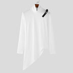 Women's Asymmetrical Long-Sleeve Top with Mock Neck and Strap
