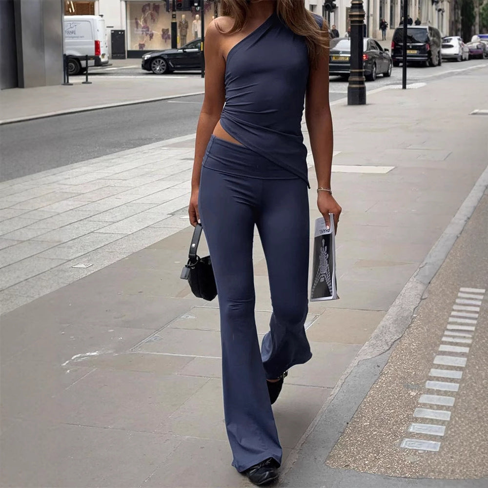 Elegant Women's Jumpsuit with Asymmetric Design and Decorative Waist