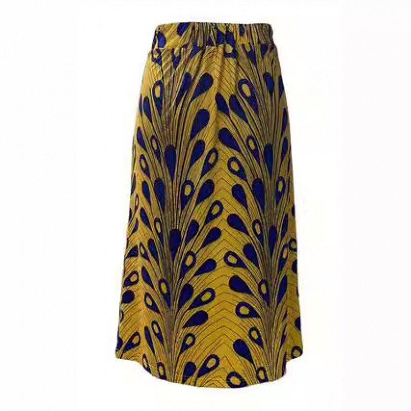 Floral Midi Skirt with Elastic Waistband