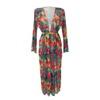 Elegant Women's Beach Kimono with Floral Pattern