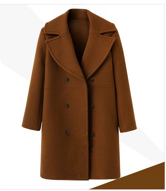 Women's Elegant Double-Breasted Coat with Modern Lapel