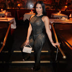 Women's Elegant Mesh Jumpsuit with Racerback