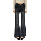 Women's High-Waisted Flared Jeans with Adjustable Waistband