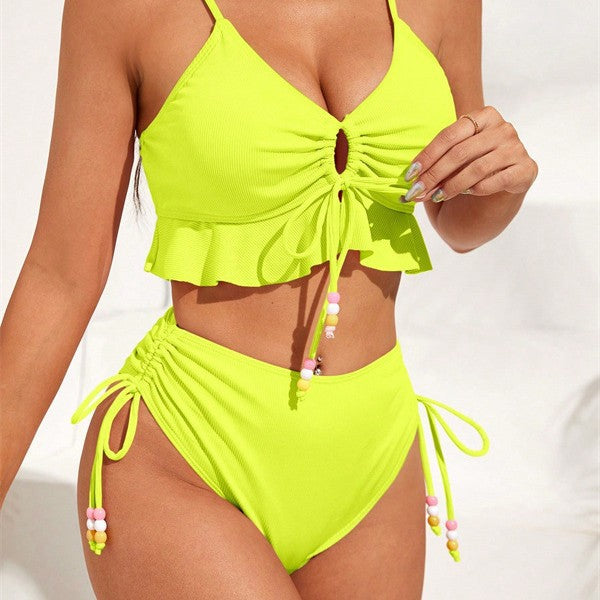 Women's Swimsuit with Ruffle Details and Adjustable Straps