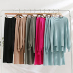 Casual Knit Top and Pants Set