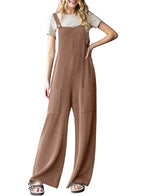 Women's Casual Corduroy Overalls with Pockets and Wide Legs