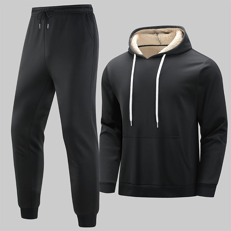 Men's Insulated Leisure Set with Teddy Lined Hoodie & Thermal Jogging Pants