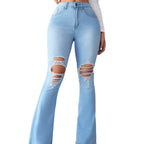 Women's Flared Jeans with Distressed Details