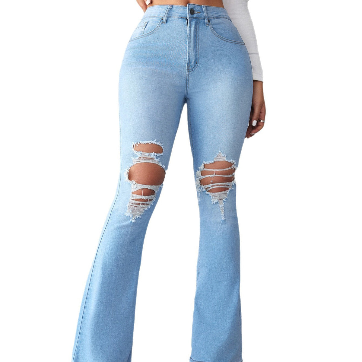 Women's Flared Jeans with Distressed Details