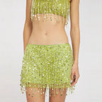 Sparkling Mini Skirt with Sequins and Fringe
