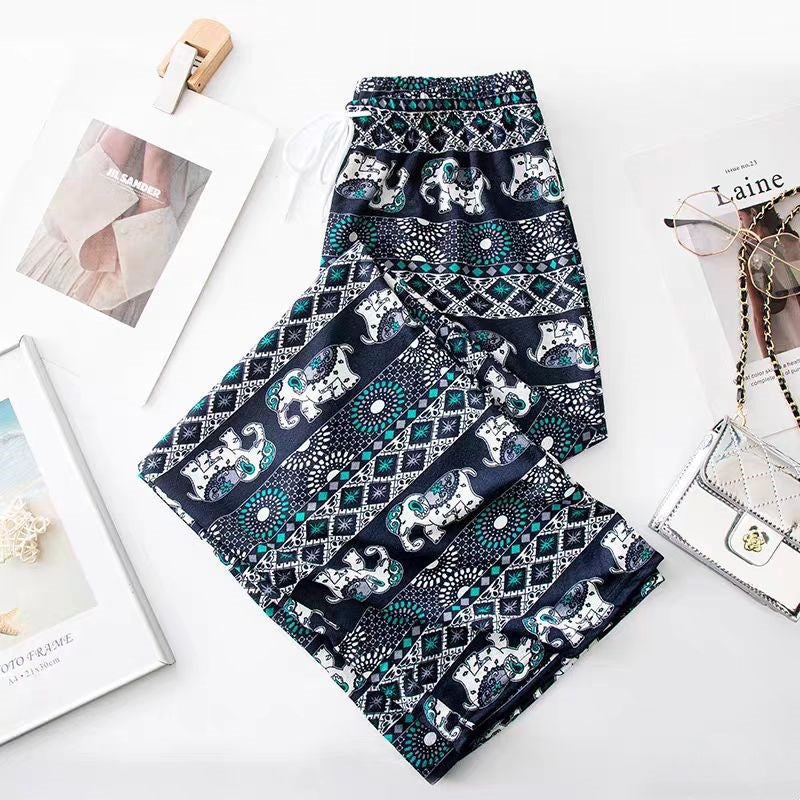 Women's Harem Trousers with Colorful Elephant Pattern