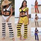 Women's Crochet Crop Top and Shorts Set