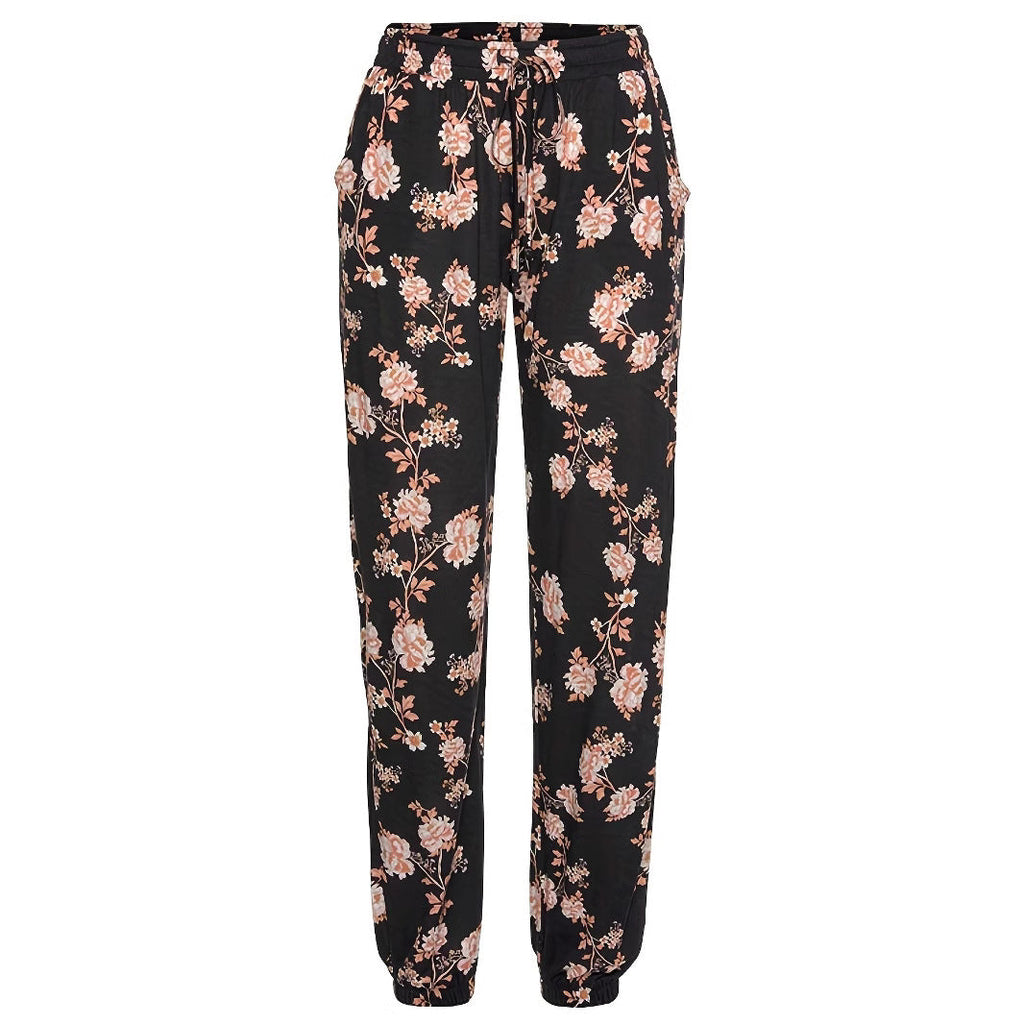 Women's Elegant Floral Casual Pants with Elastic Waist