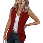 Women's Sleeveless Blazer in Modern Cut with Deep Pockets