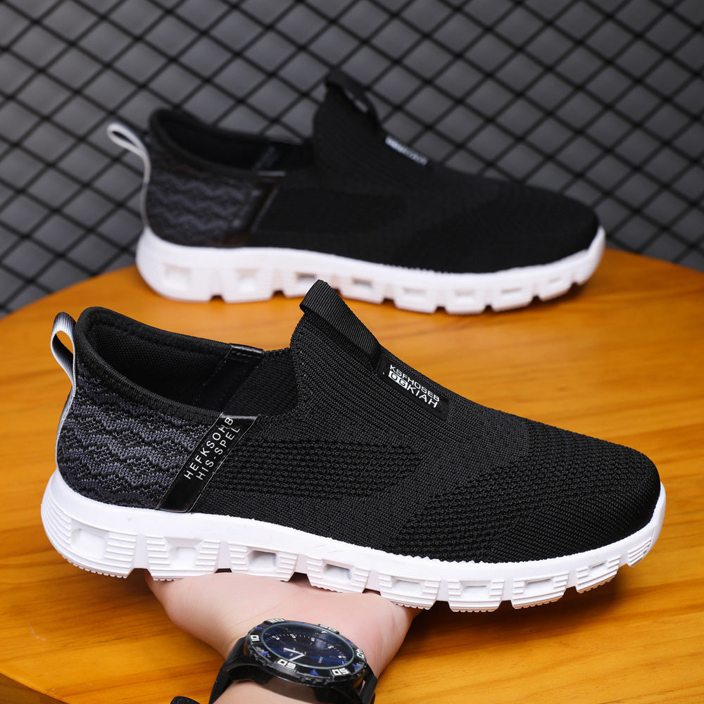 Women's Breathable Slip-On Sneakers with Elastic Knit Upper and Non-Slip Sole