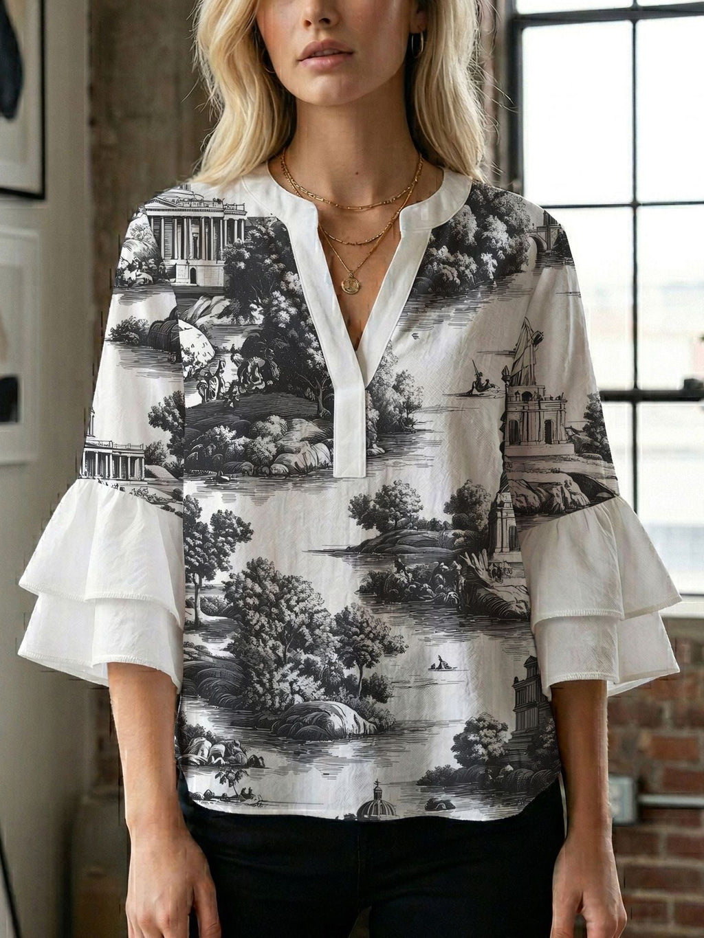 Women's Blouse with Beautiful Floral Design