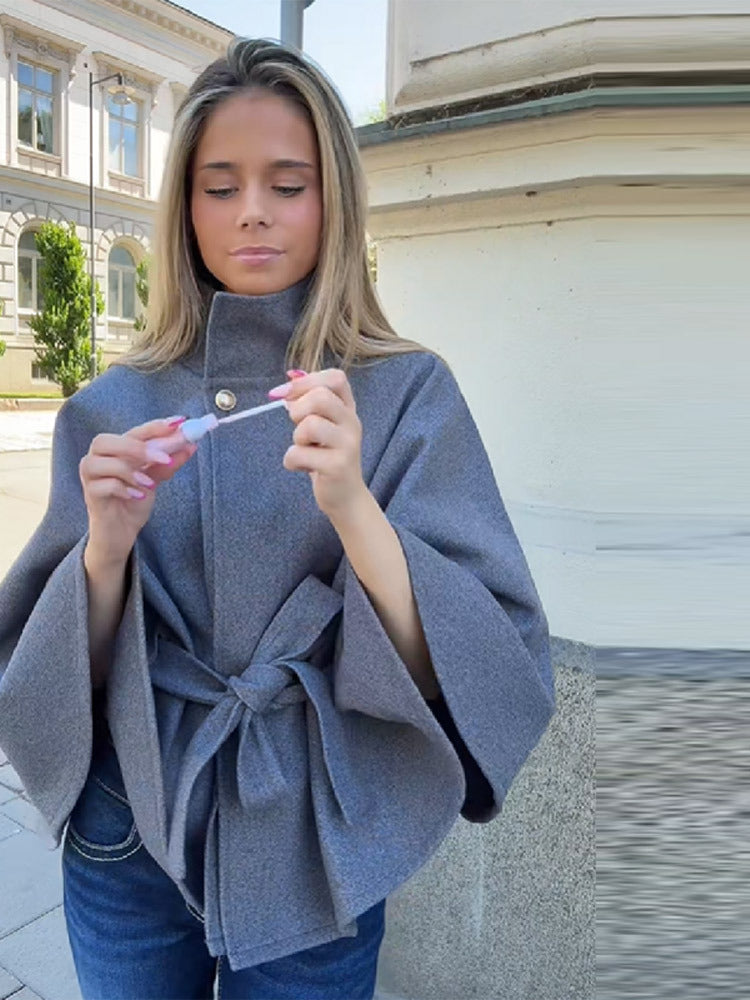 Women's Modern Cape with Waist Belt