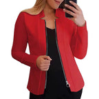 Women's Biker Jacket with Innovative Cut and Zipper Details