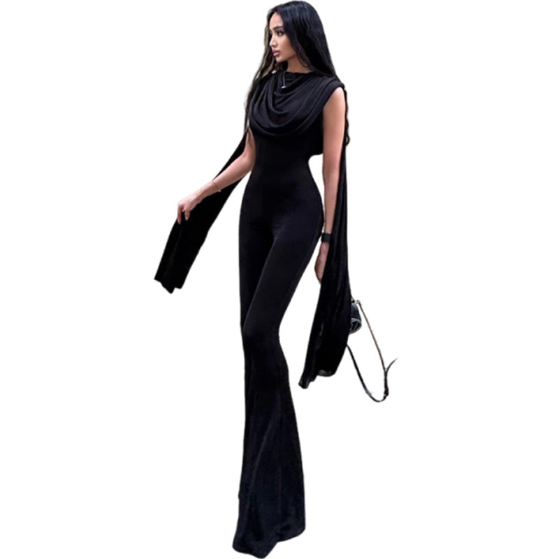 Elegant Draped Wide-Leg Jumpsuit