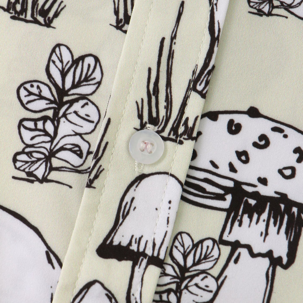 Women's Short-Sleeve Shirt with Unique Mushroom Design