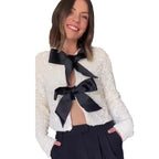Elegant Jacket with Sequin Trim and Bow Detail
