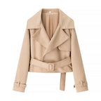 Women's Elegant Faux Leather Jacket with Belt