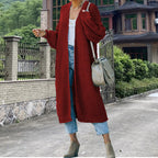 Women's Long Knit Coat with Open Front and Casual Fit