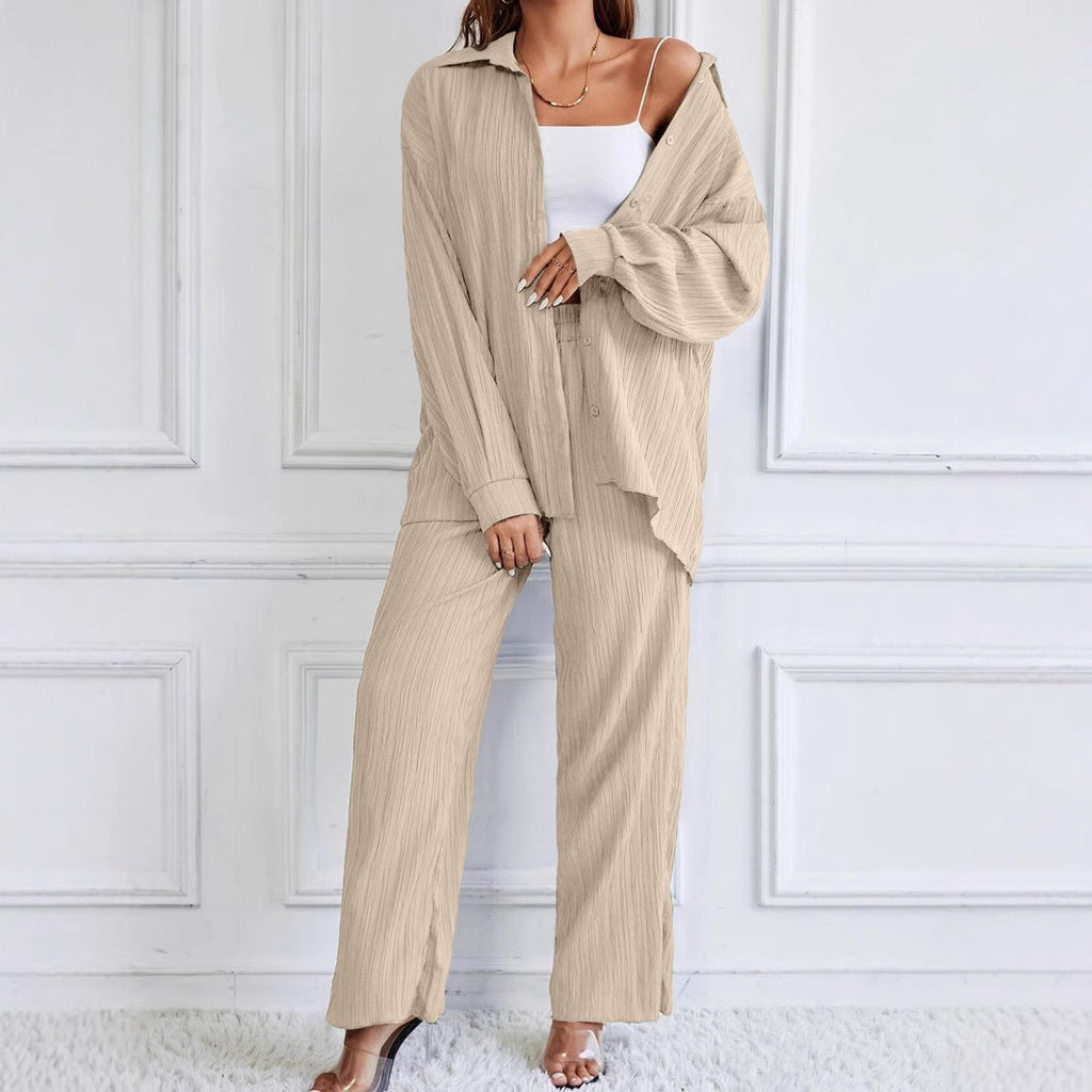 Casual Two-Piece Set with Button Detail