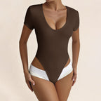 Women's Bodysuit with Deep Neckline and Side Cutouts
