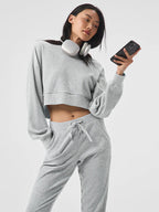 Women's Relaxed Crop Sweatshirt and Jogger Set