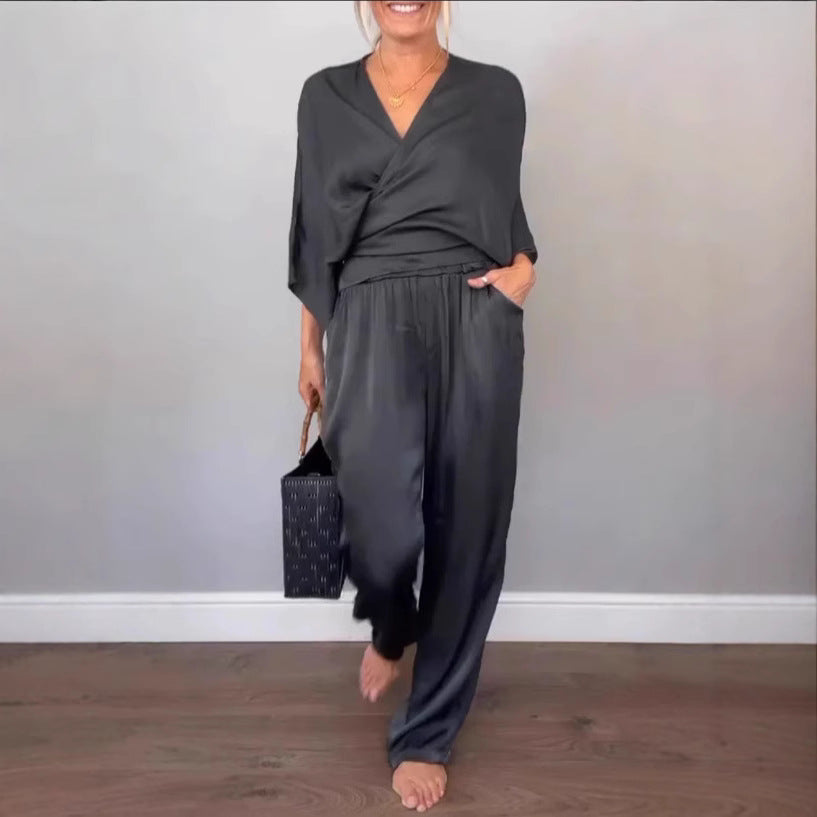 Elegant and Comfortable Satin Pantsuit