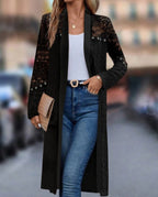 Women's Coat in Fine Lace and Textured Cotton