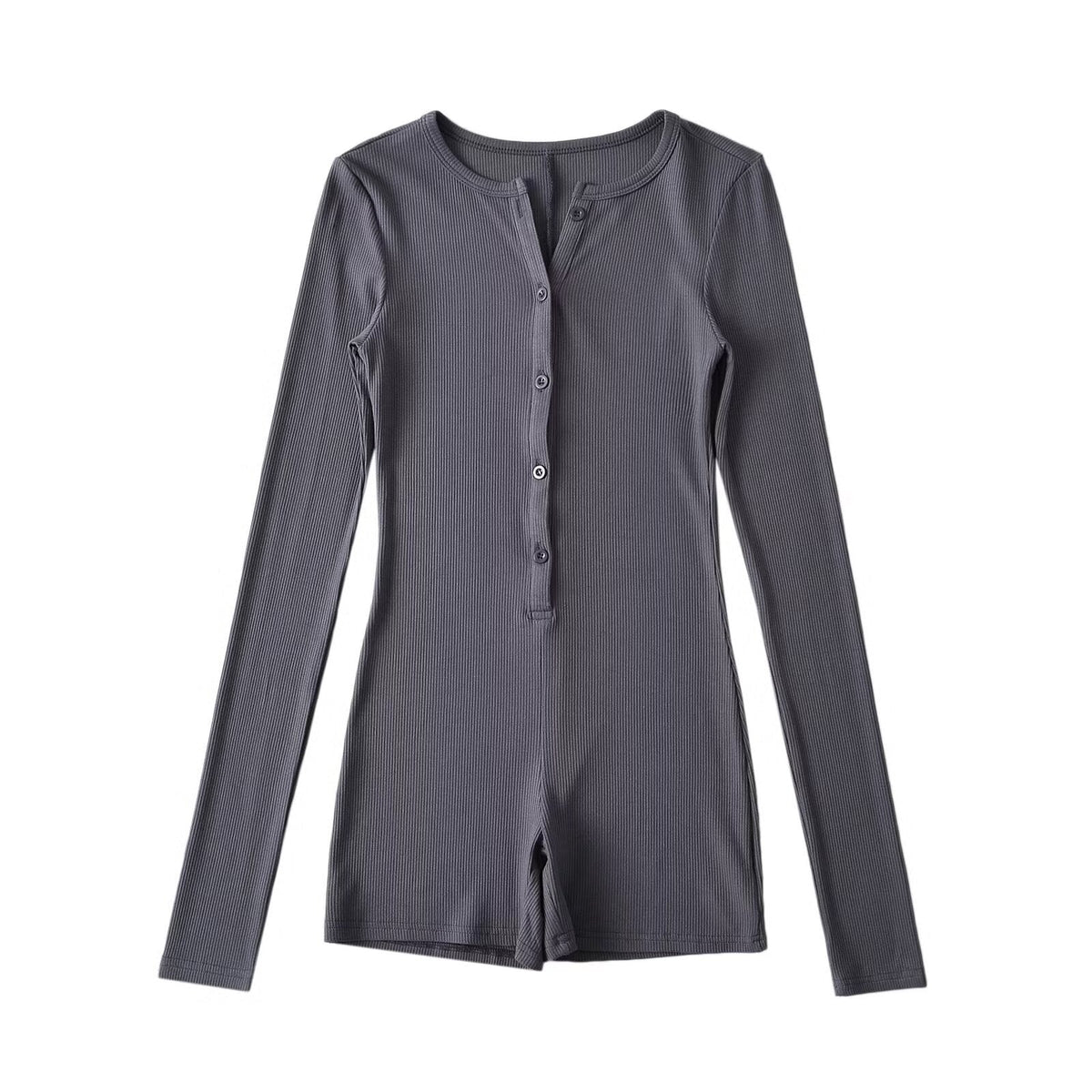 Women's Long-Sleeve Jumpsuit with Button Closure
