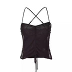 Women's Top with Ruffle Details and Adjustable Drawstring