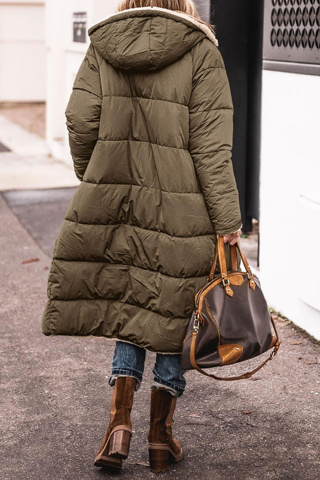 Women's Long Padded Winter Jacket with Fleece Lining