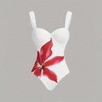 Women's Swimwear Set with Floral Top and Elegant Wrap Skirt