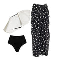 Women's Swimsuit Set with Fashionable Wrap Skirt and Elegant Ruffle Top
