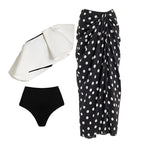Women's Swimsuit Set with Fashionable Wrap Skirt and Elegant Ruffle Top